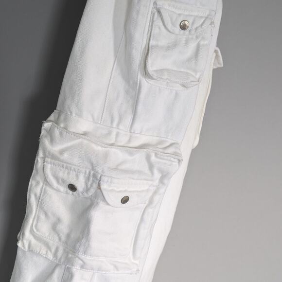 BDG White Denim Wide Leg Cargo Jeans Elastic Waist size 26 - Picture 5 of 7